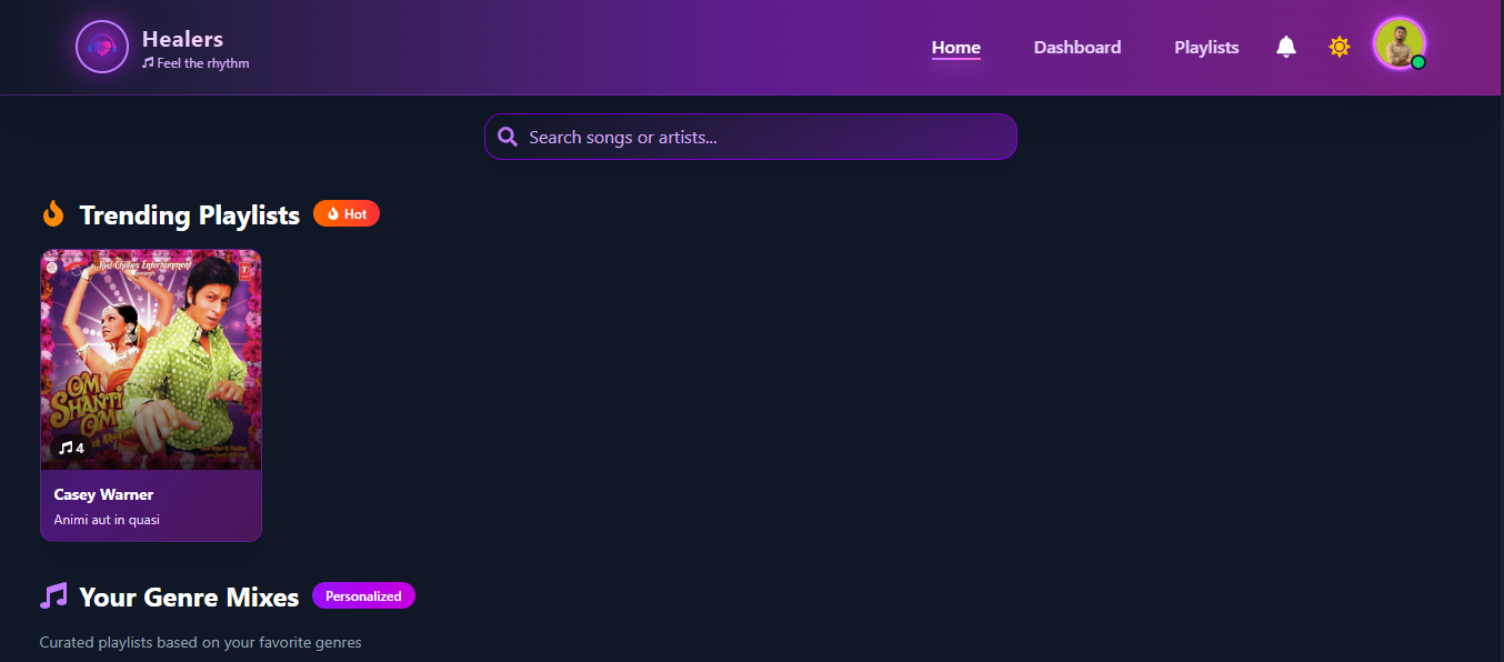 Healers - Music Streaming Platform